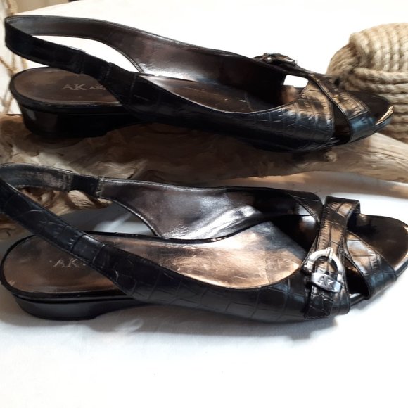 Anne Klein Black Reptile Embossed Sling Back - Picture 11 of 11